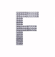 Alphabet letter F - Textured shiny silver paper