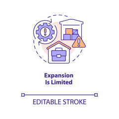 Limited expansion concept icon. Growing barrier. Home based business drawback abstract idea thin line illustration. Isolated outline drawing. Editable stroke. Arial, Myriad Pro-Bold fonts used