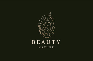 Natural beauty women tree leaf logo icon design template flat vector
