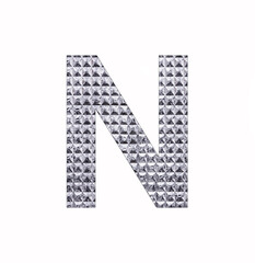 Alphabet letter N - Textured shiny silver paper