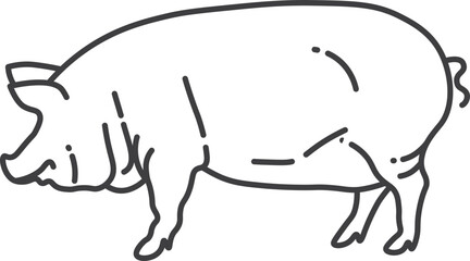Pig icon. Black line farm animal symbol