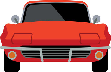 Red cabriolet front view. Luxury car icon