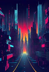 Cyberpunk neon city night scene. Great as a backdrop, wallpaper or to use in your art projects.