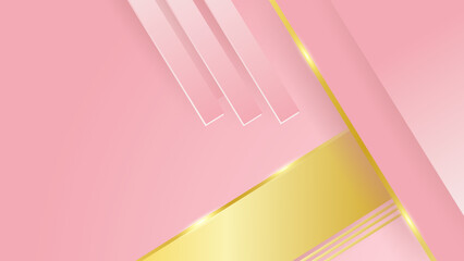 Luxury golden line background pink shades in 3d abstract style , Valentines day concept, Illustration from vector about modern template deluxe design.