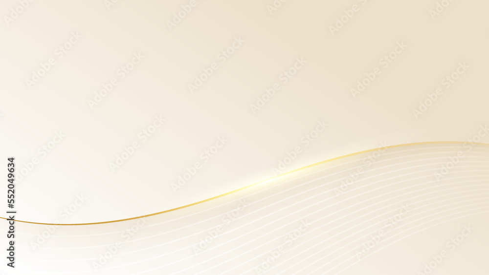 Wall mural abstract golden background with white and beige luxury glitter shapes. golden lines luxury on cream 