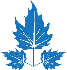 Leaf icon, natural element design blue vector