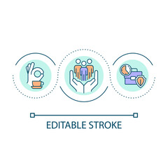 Healthy work environment loop concept icon. Employee safety. Minimizing risk of accidents in workplace abstract idea thin line illustration. Isolated outline drawing. Editable stroke. Arial font used