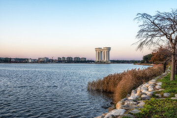 Gyeongpoho lake park in autumn