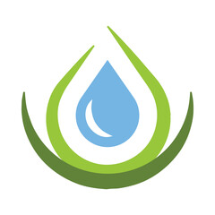 Water Drop and Leaves Illustration