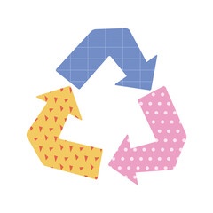 Сute pastel recycling sign. Ecology theme, modern trendy design