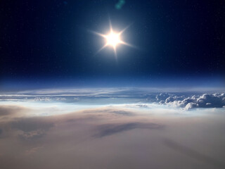 Earth, Sun and space. This image elements furnished by NASA.

