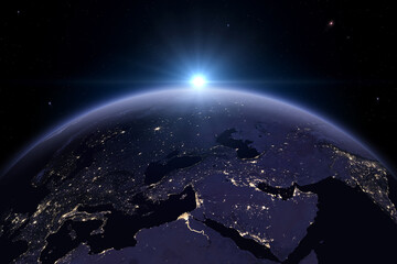 Fototapeta na wymiar Nightly Earth in the outer space. This image elements furnished by NASA.