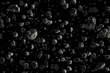 Asteroids on space starry background