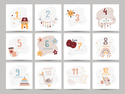 Baby number cards for baby girls.