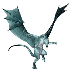 3D Rendering Fairy Tale Dragon on White