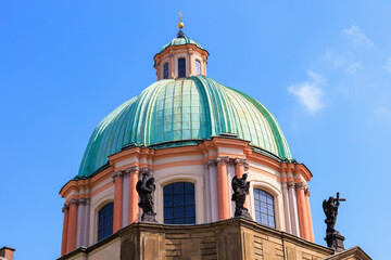 Fototapeta na wymiar Dome of the church. Religious travel background with selective focus