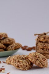 Homemade almond biscuits with blurry background