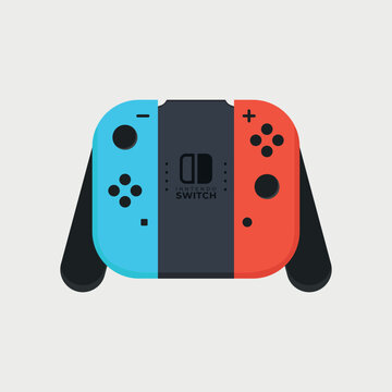 Nintendo Switch red blue gaming console vector