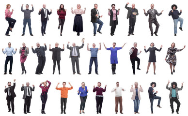 collage of people joyful energetic full length isolated