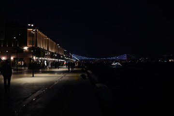 Bosphor at the night in Istanbul