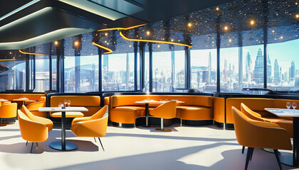 Fototapeta premium Interior of futuristic restaurant