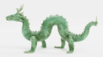 Realistic 3D Render of Chinese Dragon Statue