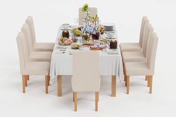 Realistic 3D Render of Party Table