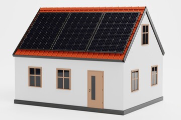 Realistic 3D Render of Solar House