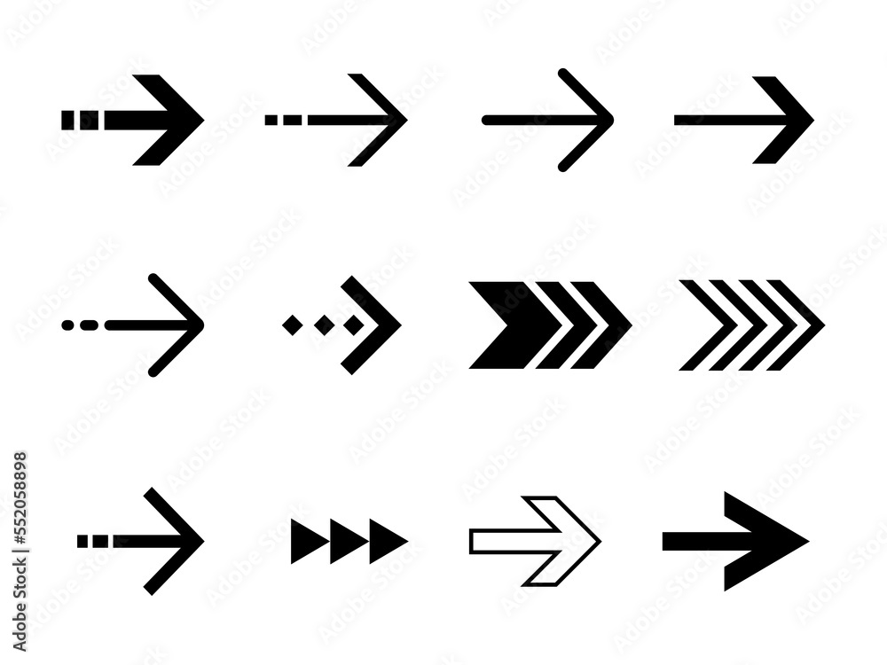 Poster arrows set vector collection. arrow icon. arrow. cursor simple arrows. on a white background vector 