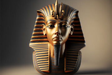 Mask of Egyptian pharaoh mask display background mockup copy space 3d render style generative AI - obrazy, fototapety, plakaty