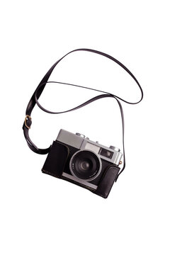 Vintage camera isolated on white background