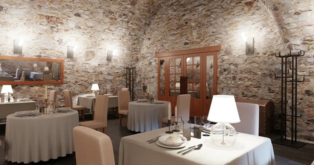 Realistic 3D Render of Cellar Restaurant