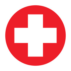 Fototapeta premium Medical cross in red circle vector illustration