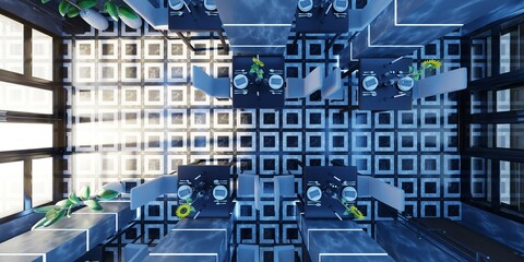 Realistic 3D Render of Restaurant Interior