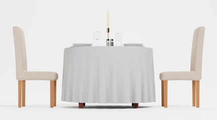 Realistic 3D Render of Restaurant Table