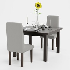 Realistic 3D Render of Restaurant Table