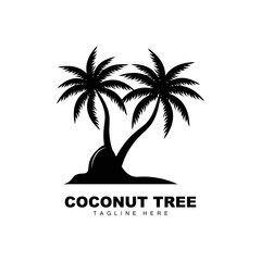 Fototapeta premium Coconut Tree Logo, Ocean Tree Vector, Design For Templates, Product Branding, Beach Tourism Object Logo