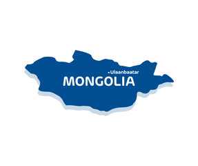 Mongolia, map silhouette  with capital Ulaanbaatar logo design. Simplified geographical map of Mongolia. World map, infographic elements vector design and illustration.