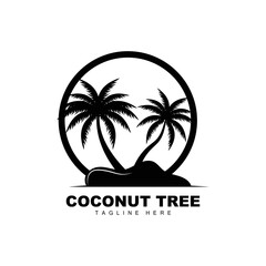 Fototapeta premium Coconut Tree Logo, Ocean Tree Vector, Design For Templates, Product Branding, Beach Tourism Object Logo