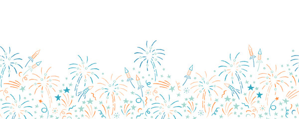 Lovely hand drawn party seamless pattern, great for New Year's Eve, banner, textiles, banner, wallpaper, wrapping - vector design