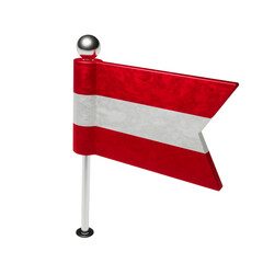 Austrian flag. Board pin in the shape of a flag.  3D Render.