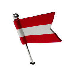 Austrian flag. Board pin in the shape of a flag.  The flag is tilted to the left. 3D Render.