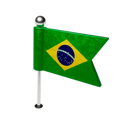 Brazilian flag. A pin for the board in the shape of a flag.  3D Render.