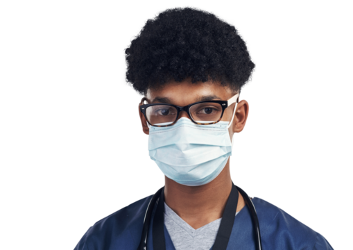 PNG shot of a male nurse wearing a surgical mask while standing.