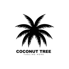 Coconut Tree Logo, Ocean Tree Vector, Design For Templates, Product Branding, Beach Tourism Object Logo