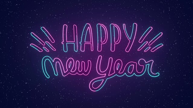 Happy new year 2023 celebrations and wishes animation over snowfall background