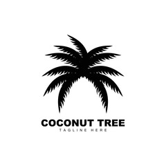 Fototapeta na wymiar Coconut Tree Logo, Ocean Tree Vector, Design For Templates, Product Branding, Beach Tourism Object Logo