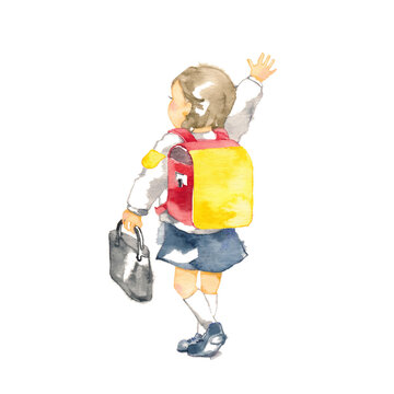 recommend clip art: 黄色いランドセルを背負った一年生の女の子