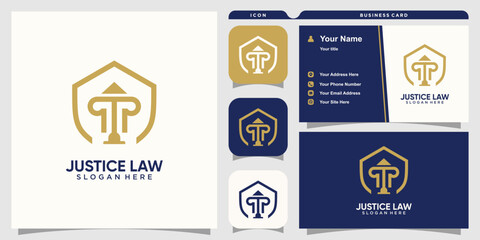 Law firm logo with business card design icon template