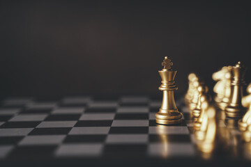 concept Chess pieces are arranged on a chessboard. The beginning of a chess game. Chess as a symbol of leadership, struggle, victory, strategy, business. Retro style.coppy space.